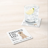 Gepersonaliseerde Puggle Dog Wedding Kartonnen Onderzetters (Insitu)