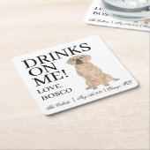 Gepersonaliseerde Puggle Dog Wedding Kartonnen Onderzetters (Schuin)