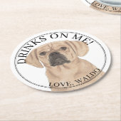 Gepersonaliseerde Puggle Dog Wedding Ronde Kartonnen Onderzetter (Gebogen)