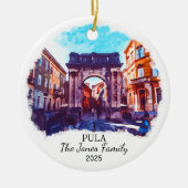 Gepersonaliseerde Pula Ornament, Kroatië Keramisch Ornament (Voorkant)