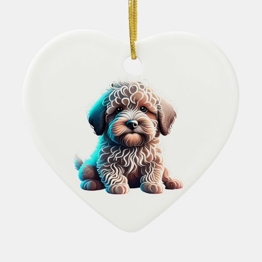 Gepersonaliseerde Puli Puppy Keramisch Ornament (Voorkant)