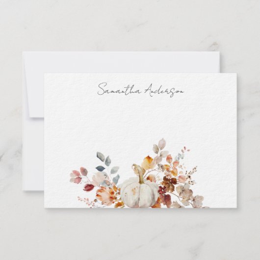 Gepersonaliseerde Pumpkin Autumn Herfst Flat Note Notitiekaartje (Voorkant)