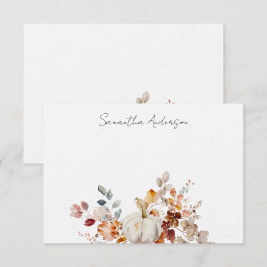 Gepersonaliseerde Pumpkin Autumn Herfst Flat Note Notitiekaartje (Voorkant / Achterkant)