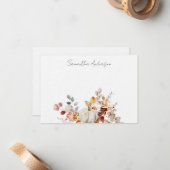 Gepersonaliseerde Pumpkin Autumn Herfst Flat Note  Notitiekaartje (Voorkant / Achterkant in situ)