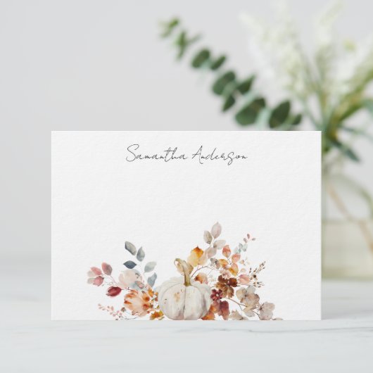 Gepersonaliseerde Pumpkin Autumn Herfst Flat Note  Notitiekaartje (Staand voorkant)