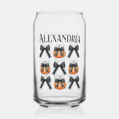 Gepersonaliseerde Pumpkin Bow Halloween Party Favo Blikvorm Glas (Achterkant)