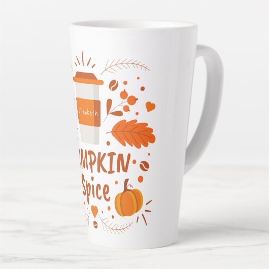 Gepersonaliseerde Pumpkin Spice koffie, herfstblad Latte Mok (Rechterhoek)