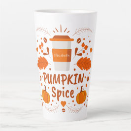 Gepersonaliseerde Pumpkin Spice koffie, herfstblad Latte Mok