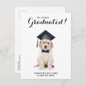 Gepersonaliseerde Puppy Dog Afstuderen Afstudeerfe Uitnodiging Briefkaart (Voorkant / Achterkant)