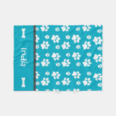 Gepersonaliseerde Puppy Dog Paw Print Deken Blauwg (Voorkant (Horizontaal))