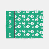 Gepersonaliseerde Puppy Dog Paw Print Deken Groen (Voorkant (Horizontaal))