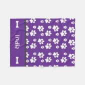 Gepersonaliseerde Puppy Dog Paw Print Deken Naam t (Voorkant (Horizontaal))