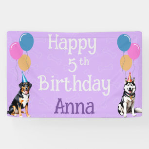 Gepersonaliseerde Puppy Dog Verjaardag Paw-ty Spandoek