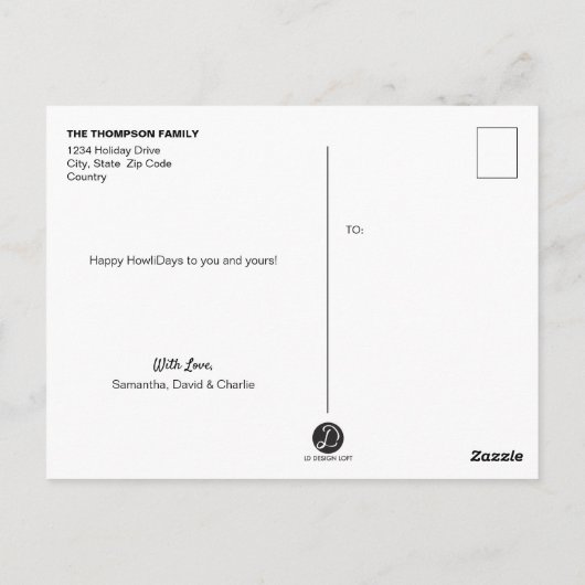 Gepersonaliseerde Puppy Kerst Groet Briefkaart (Achterkant)