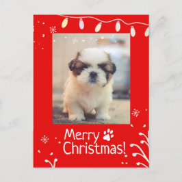 Gepersonaliseerde Puppy Kerst Groet Briefkaart