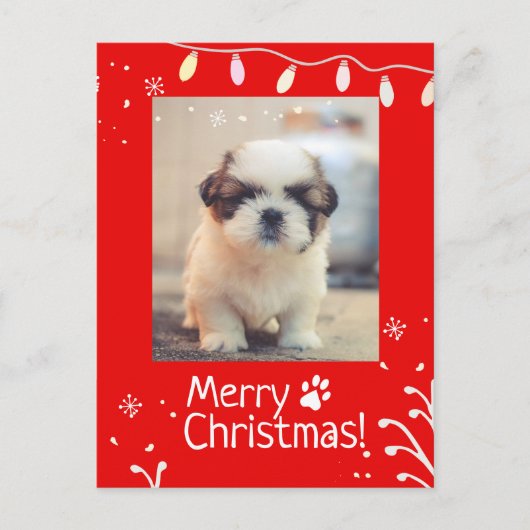Gepersonaliseerde Puppy Kerst Groet Briefkaart (Voorkant)