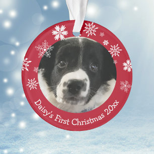 Gepersonaliseerde Puppy's Eerste Kerstmis Ornament