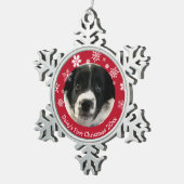 Gepersonaliseerde Puppy's Eerste Kerstmis Tin Sneeuwvlok Ornament (Rechts)