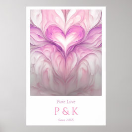 Gepersonaliseerde "Pure Love" Monogram voor echtpa Poster