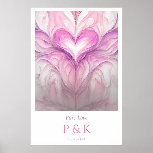 Gepersonaliseerde "Pure Love" Monogram voor echtpa Poster (Voorkant)