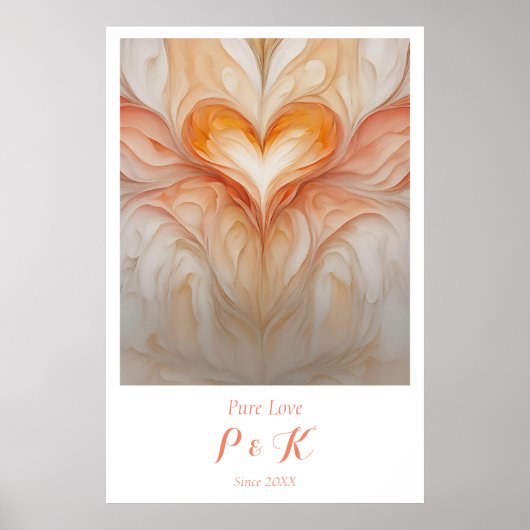 Gepersonaliseerde "Pure Love" Monogram voor echtpa Poster (Voorkant)