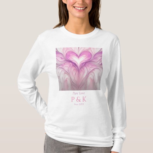 Gepersonaliseerde "Pure Love" Monogram voor echtpa T-shirt (Voorkant)