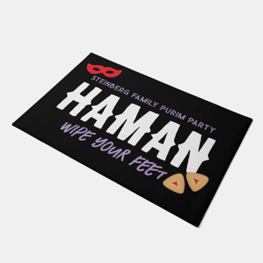 Gepersonaliseerde Purim Shtick Funny Haman Wipe Vo Deurmat (Schuin)