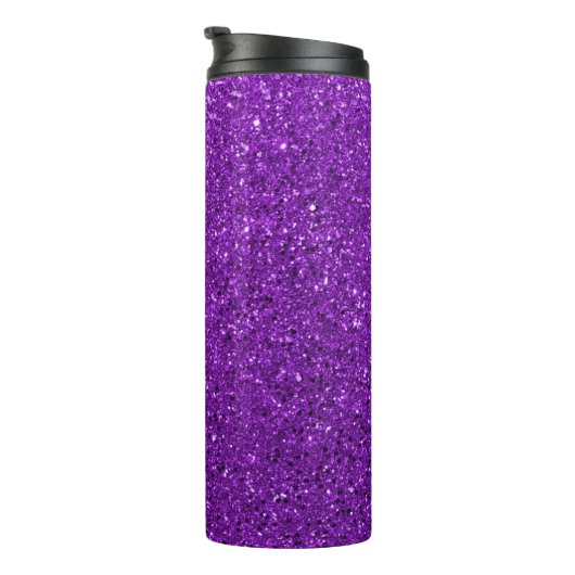 Gepersonaliseerde Purple Glitter Aangepaste naam Thermosbeker (Geroteerd rechts)