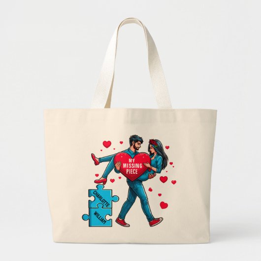 Gepersonaliseerde puzzel van liefde - Mijn ontbrek Grote Tote Bag (Voorkant)