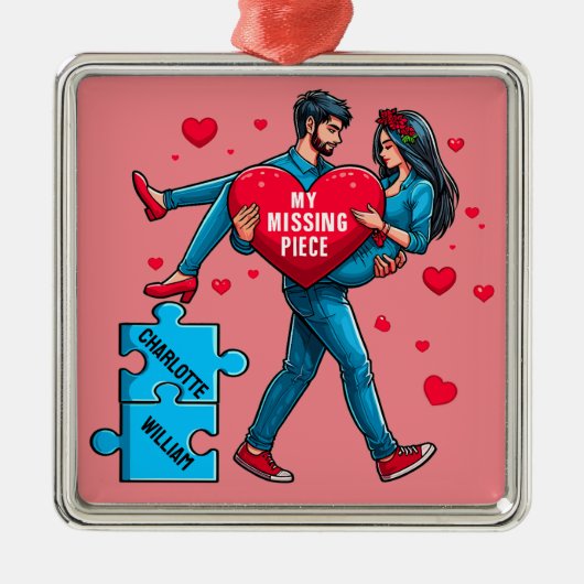 Gepersonaliseerde puzzel van liefde - Mijn ontbrek Metalen Ornament (Voorkant)