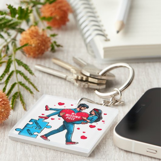 Gepersonaliseerde puzzel van liefde - Mijn ontbrek Sleutelhanger (Voorkant Rechts)