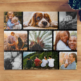 Gepersonaliseerde Puzzle 9 Photo Collage in Black  Legpuzzel