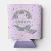 Gepersonaliseerde Q Initiaal Silver Monogram Jouw  Blikjeskoeler (Achterkant)