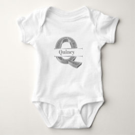 Gepersonaliseerde Q Initiaal Silver Monogram Jouw  Romper
