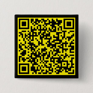Gepersonaliseerde QR Code Aangepaste URL GeelZwart Vierkante Button 5,1 Cm