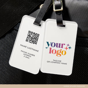 Gepersonaliseerde QR-code Bedrijf Logo + Tekst Bagagelabel