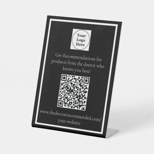 Gepersonaliseerde QR Code Desk Stand Reclamebord Met Voetstuk (Voorkant)
