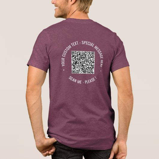 Gepersonaliseerde QR-code en aangepaste tekst op u Tri-Blend Shirt (Achterkant)