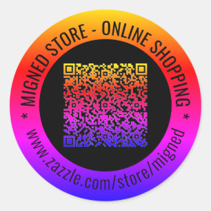 Gepersonaliseerde QR-code en aangepaste tekst Stic Ronde Sticker