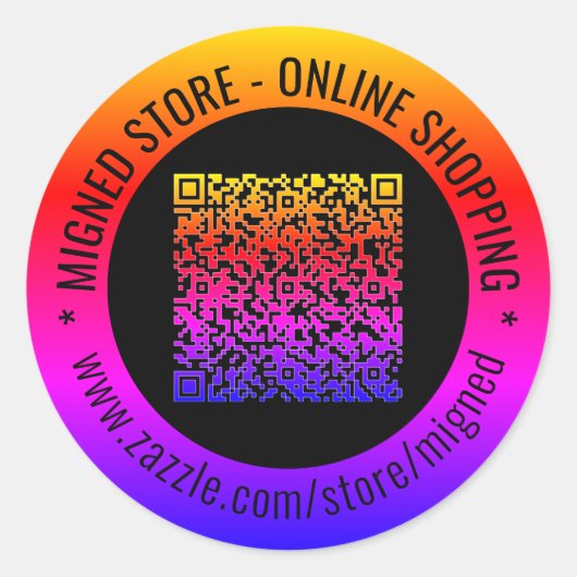 Gepersonaliseerde QR-code en aangepaste tekst Stic Ronde Sticker (Voorkant)