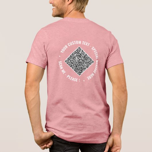 Gepersonaliseerde QR-code en aangepaste tekst Uw G Tri-Blend Shirt (Achterkant)
