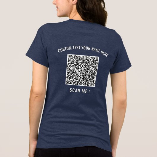 Gepersonaliseerde QR-code en aangepaste tekst Uw G Tri-Blend Shirt (Achterkant)
