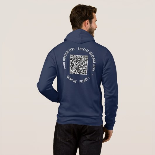 Gepersonaliseerde QR-code en aangepaste teksthoodi Hoodie (Achterkant volledig)