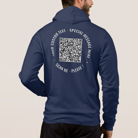 Gepersonaliseerde QR-code en aangepaste teksthoodi Hoodie (Achterkant)