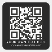 Gepersonaliseerde QR-code en tekst Vierkante Sticker (Voorkant)