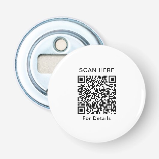 Gepersonaliseerde QR-code knop flesopener Button Flesopener (Voorkant)