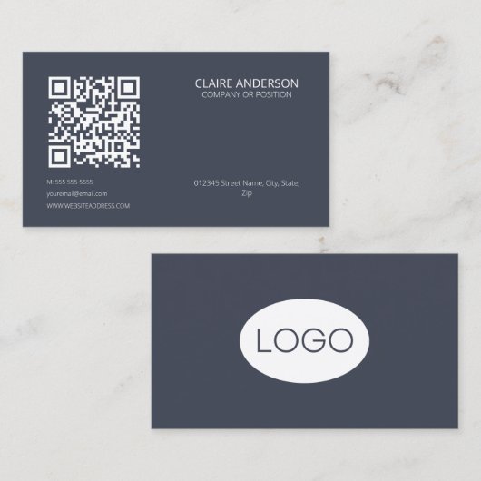 Gepersonaliseerde QR Code Moderne Witte Aangepaste Visitekaartje (Voorkant / Achterkant)