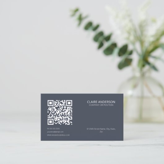 Gepersonaliseerde QR Code Moderne Witte Aangepaste Visitekaartje (Staand voorkant)