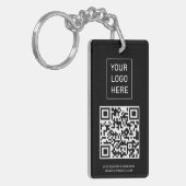Gepersonaliseerde QR-code Visitekaartje Uw Logo Zw Sleutelhanger (Voorkant Links)