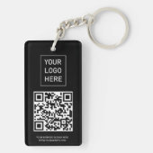 Gepersonaliseerde QR-code Visitekaartje Uw Logo Zw Sleutelhanger (achterkant)